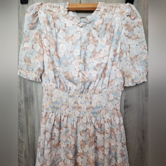Wilfred Aritzia NWOT Daughter Midi Dress Floral Puff Sleeve Peasant Smocked S - Picture 6 of 8